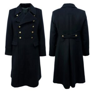 Replica Soviet Navy M69 Officer's Winter Overcoat - Black 12-Button Wool Melton Long Coat