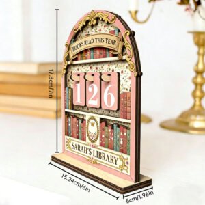 Vintage Wooden Book Sets for Reading This Year, 999-Count Bookshelf Display, Reading Tracker, Decorative Shelf Ornament